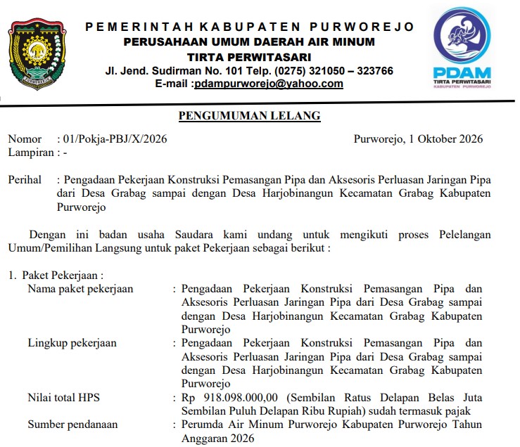 UNDANGAN LELANG KONSTRUKSI GRABAG